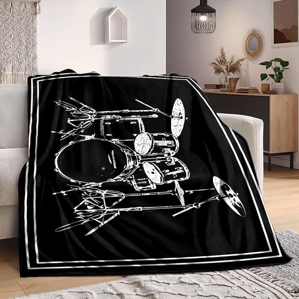 1Pc Drum Set Artwork Blanket Soft And Comfortable Casual Warm Camping Travel Christmas Halloween Xmas Gift M928656