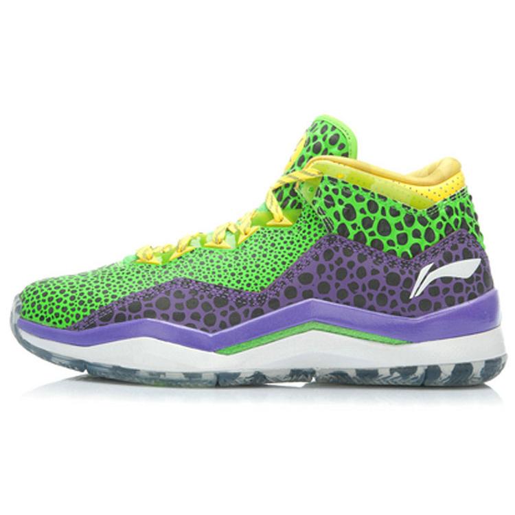 LiNing WOW 3 Way Of Wade 3 All-Star Cushioned Slip-Resistant Coverage Mid-Top Basketball Shoes Men's Green Purple ABAJ013-30