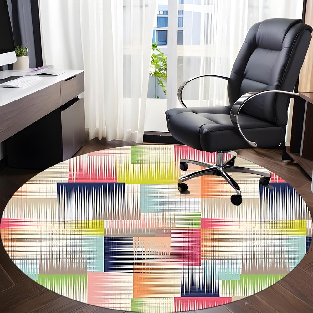 1pc Abstract Pattern Office Round Rug, Non-slip, Soft and Durable Office Rug for Interior Decoration, Perfect for Office, Beautiful Decoration yy26031