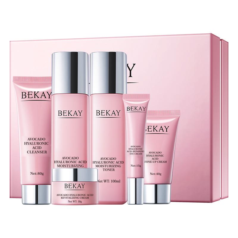 Avocado Hyaluronic Acid Six-Piece Skincare Set: English Version, Hydrating & Moisturizing.