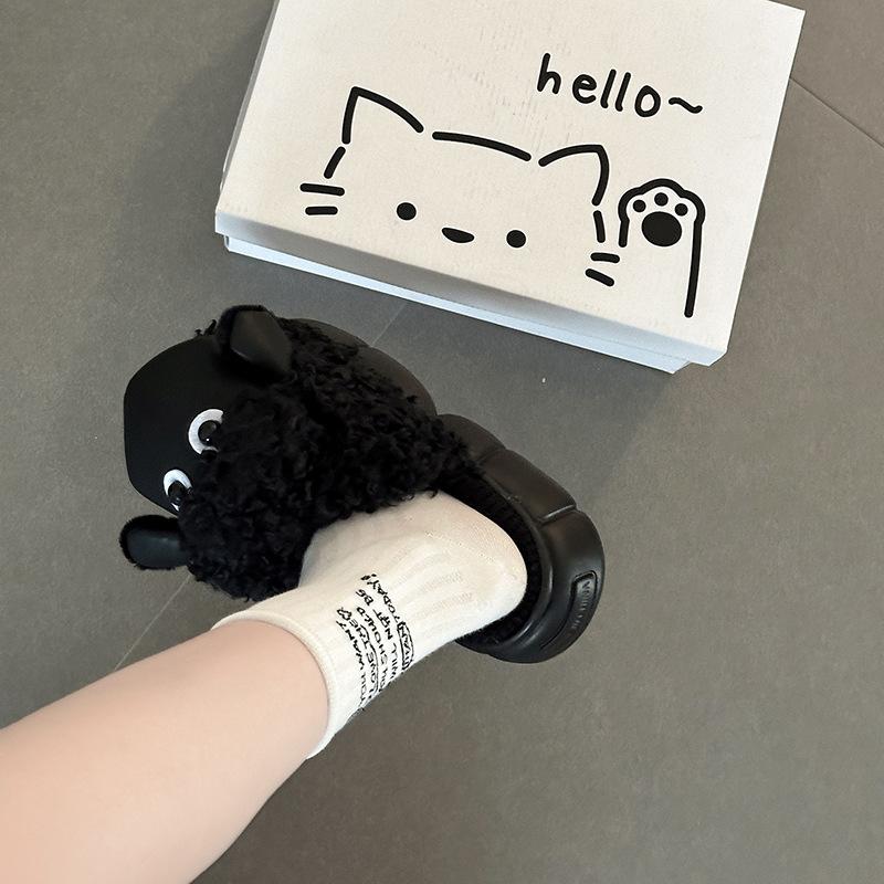 Fashion plush cute cartoon lamb cotton warm mop girl 2025 autumn and winter new room plush bag head mop