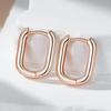 Fashion  Rose Gold Color Simple Glossy Rectangular Hoop Earrings For Women Party High Quality Daily Fine Jewelry