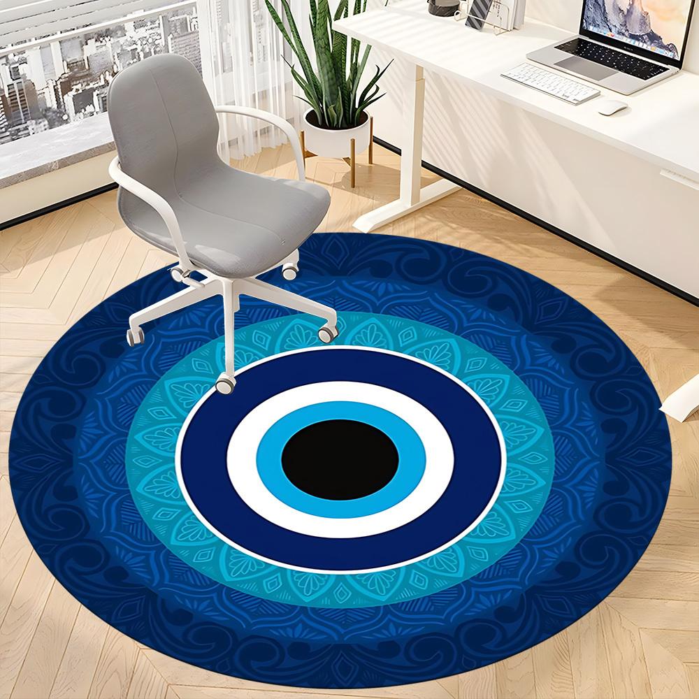 1 Stück Blaue Nazar-Dekoration Stuhlteppich für das Büro, Weiche bequeme Matte für Büro, Wohnzimmer, Schlafzimmer, Maschinenwaschbarer Teppich yy251112098