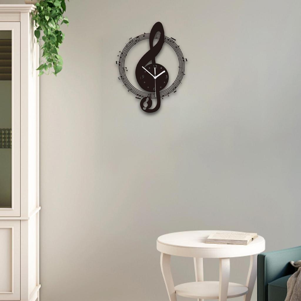 Music Note Wall Clock Hanging Home Decor. Decoration. Acrylic Ornament for Bathroom,