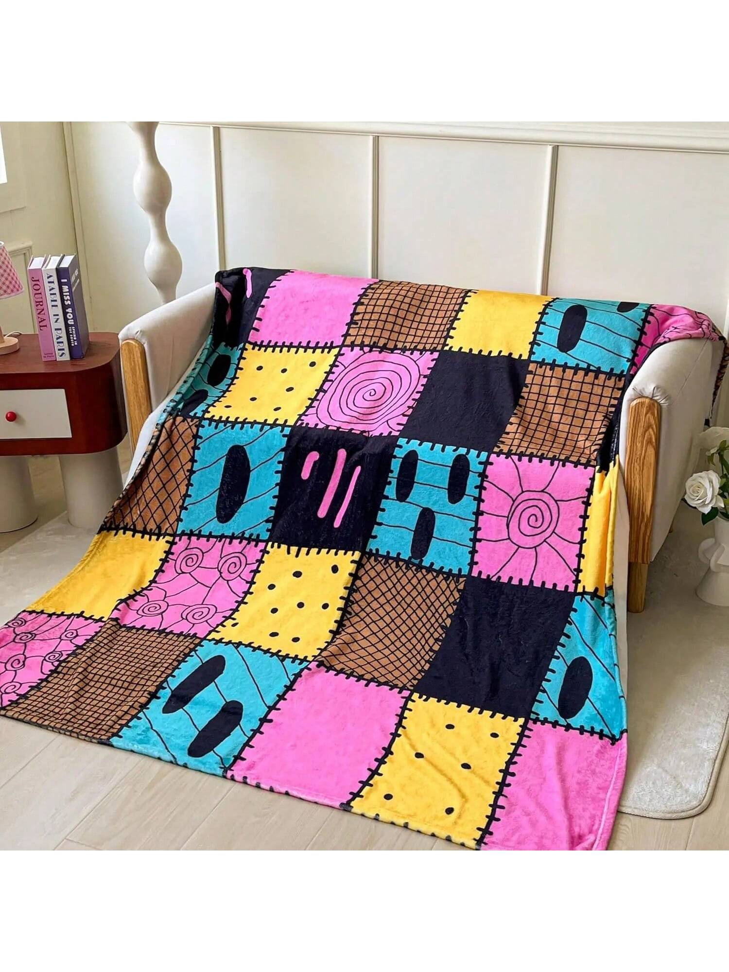 

BELVED MIME Кошмар перед Рождеством Флисовый плед X дюймов Идеально подходит для дивана, кровати, праздничного декора, подарков для 75X95CM серый