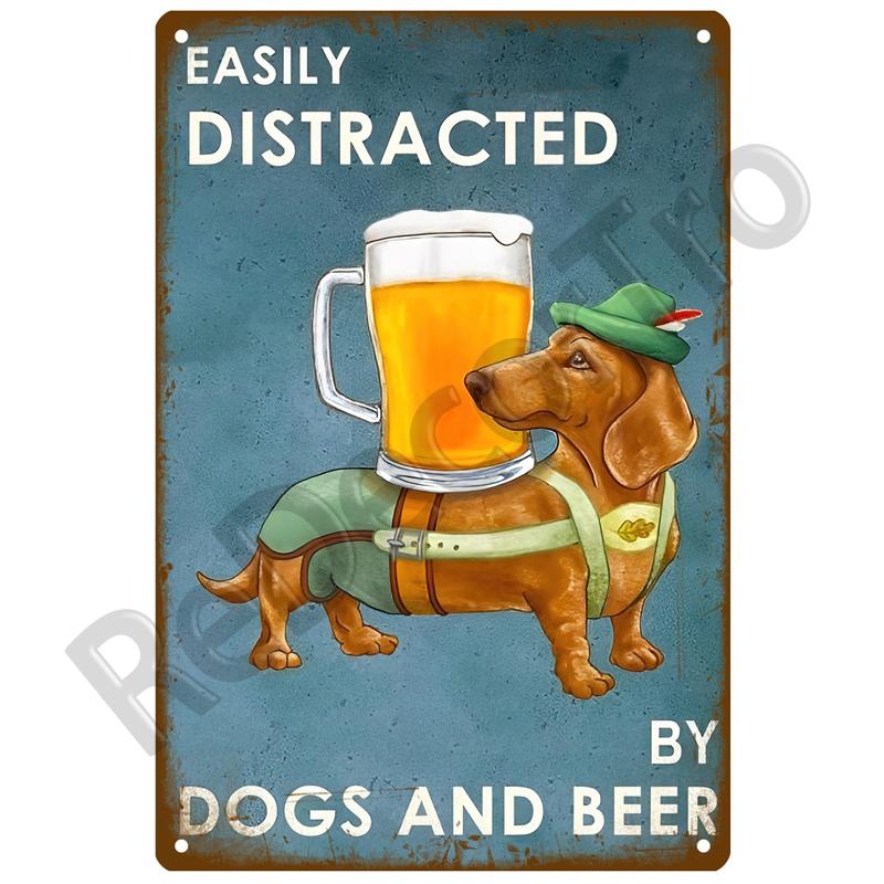 Retro Black Cat Metal Vintage Poster Funny Dog Wall Art Pet Sign Cafe Mural Plaque Metal Sign Tin Sign Plate Bathroom Home Decor