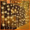 3m LED Snowflake Curtain Lights, Romantic Christmas Curtain String Lights, Fairy String Lights For Home Bedroom Indoor Decor