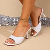 Women's Plus Size Stone Pattern Peep Toe Slide Sandals, Slim Stiletto Heel Design for Elegant Outdoor Daily Casual Wear