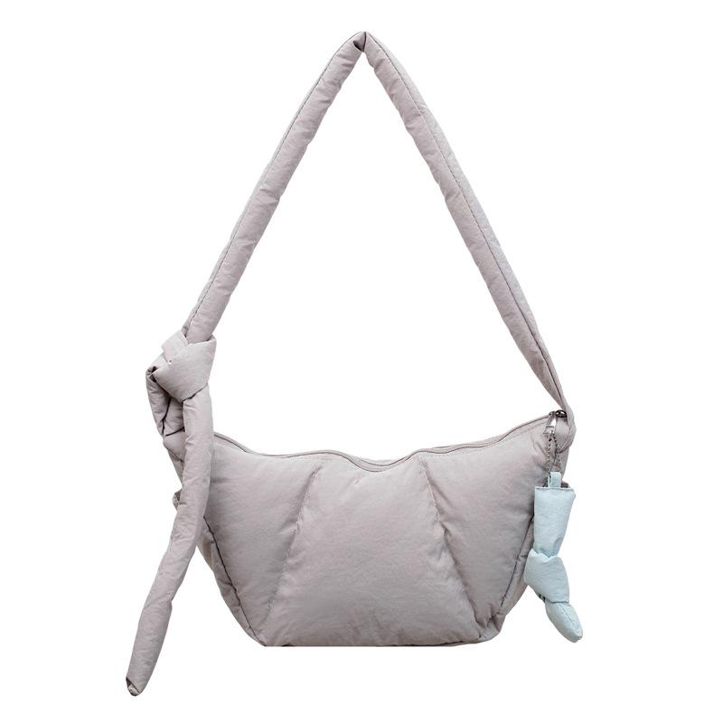 Autumn and Winter Large-capacity Commuter Brown Dumpling Bag for women2026New Zipper Single-Shoulder Crossbody Cott Puffer Bag