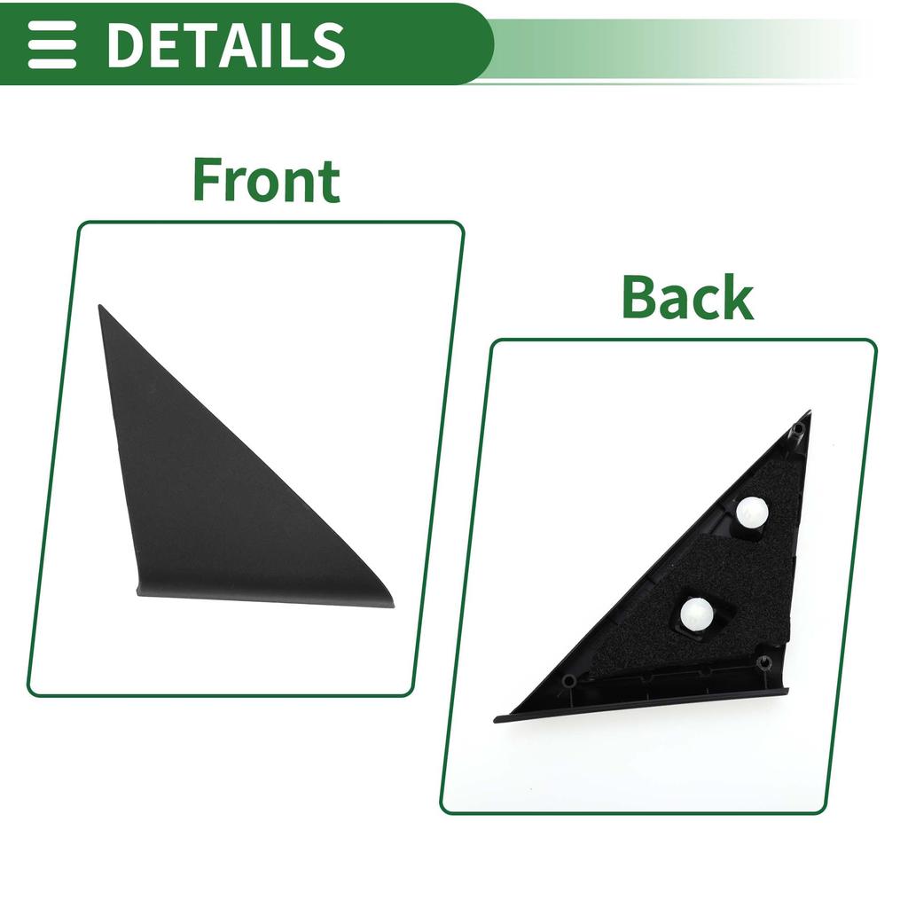 Motoforti Pillar Corner Triangle Trim View Mirror Flag Applique Panel Cover, Plastic, Black, for Toyota Camry 2007-2011, Part Number 6749106040