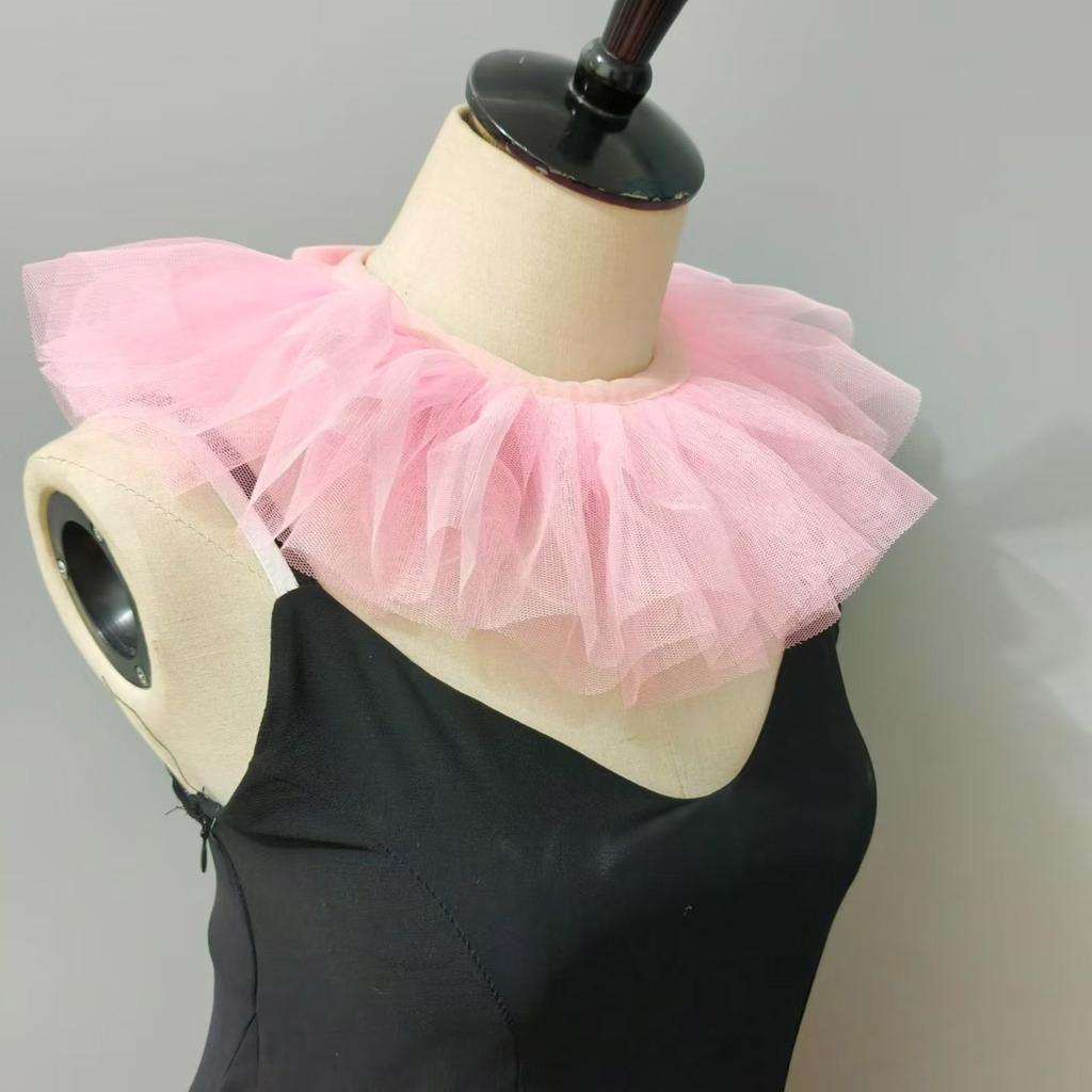 Kids Girls Renaissances Ruffled False Collar Cape Victorian Style Choker Necklace for Cosplay and Costume Accessories