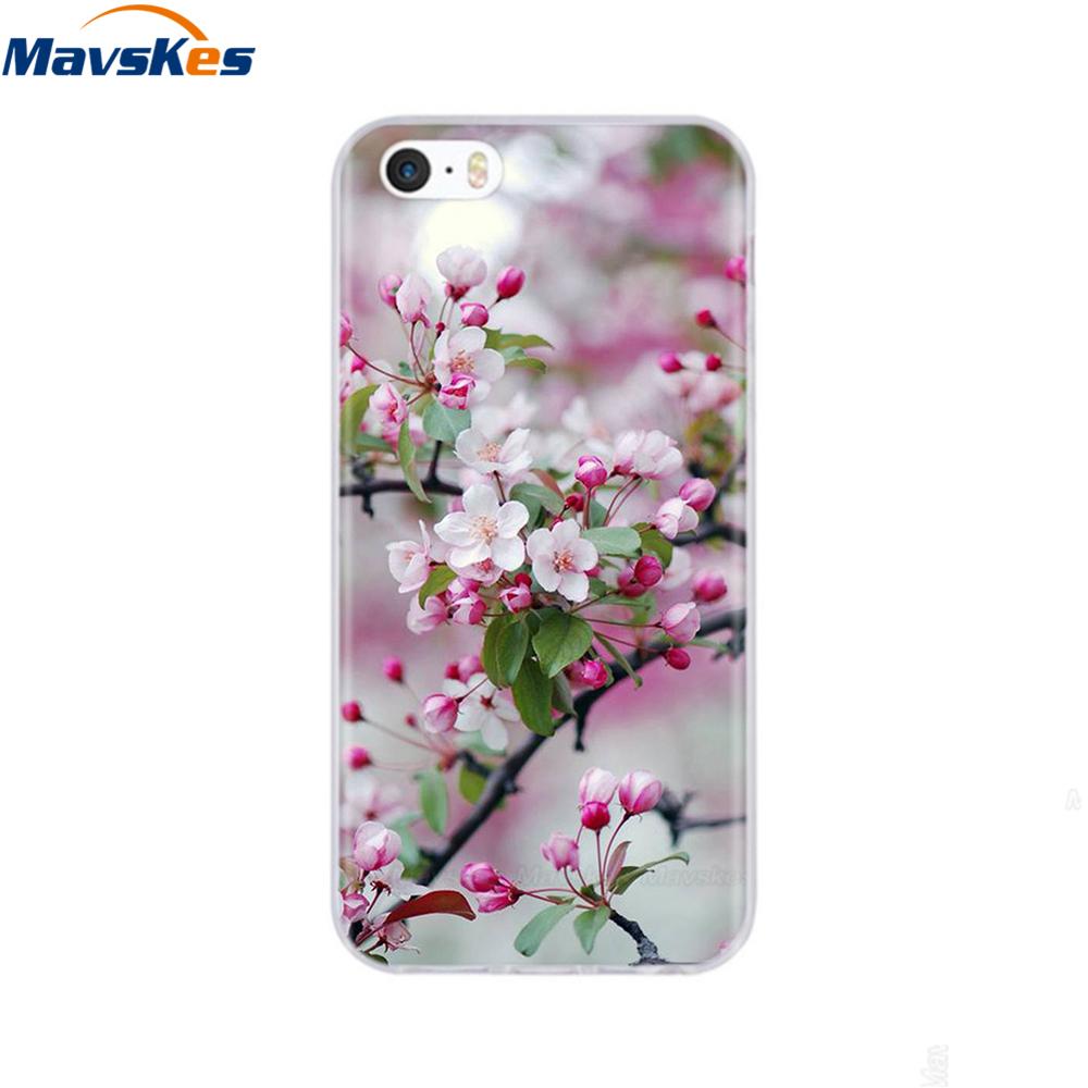 soft tpu case for iPhone 4 4s 5 5s SE 6 6s cute cartoon cat flower fashionable silicone phone case cover full protective coque