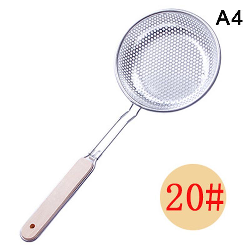 Wooden Handle Stainless Colander Pasta Noodle Strainer Skimmer Spoon Oil Pot Food Filter Strainer Cooking Outdoor Tableware
