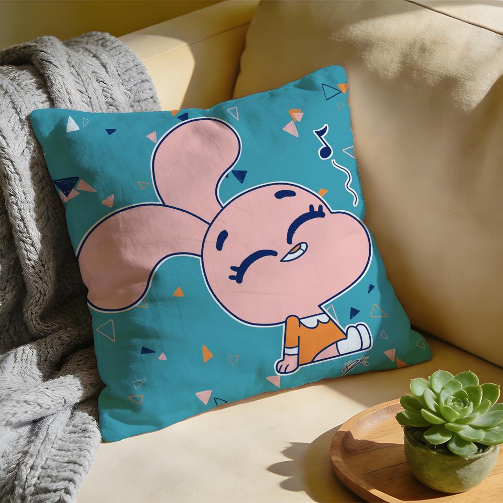 Cushion Cover Washed Linen Soft Breathable Decorative Case For Sofa Home Cartoon GGumball DDarwin Pillow cover