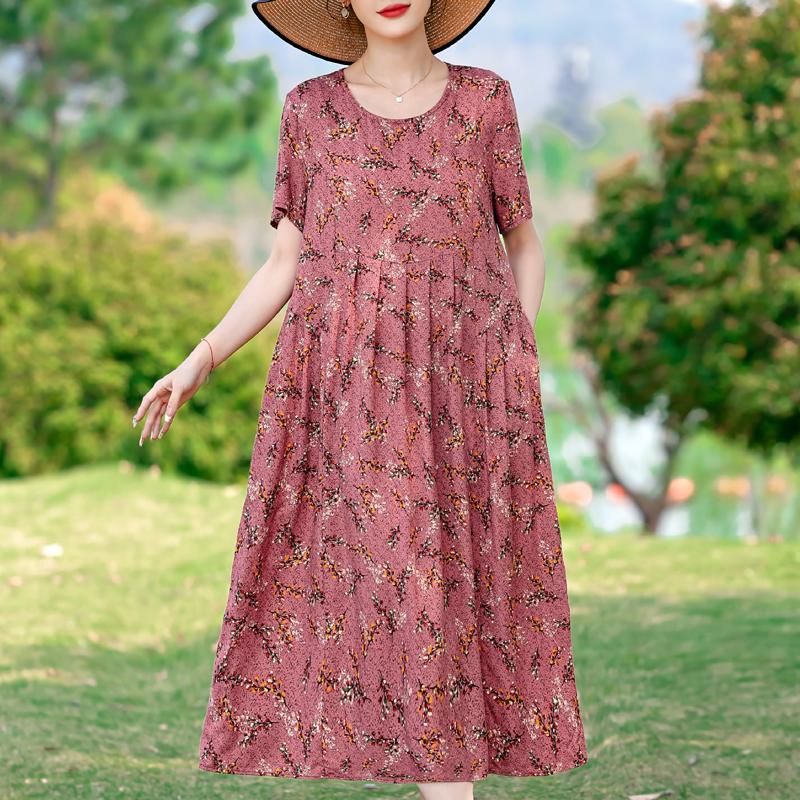 Summer Casual Women's Dresses Vintage Clothes Plus Size Short Sleeve Elegant Long Dress