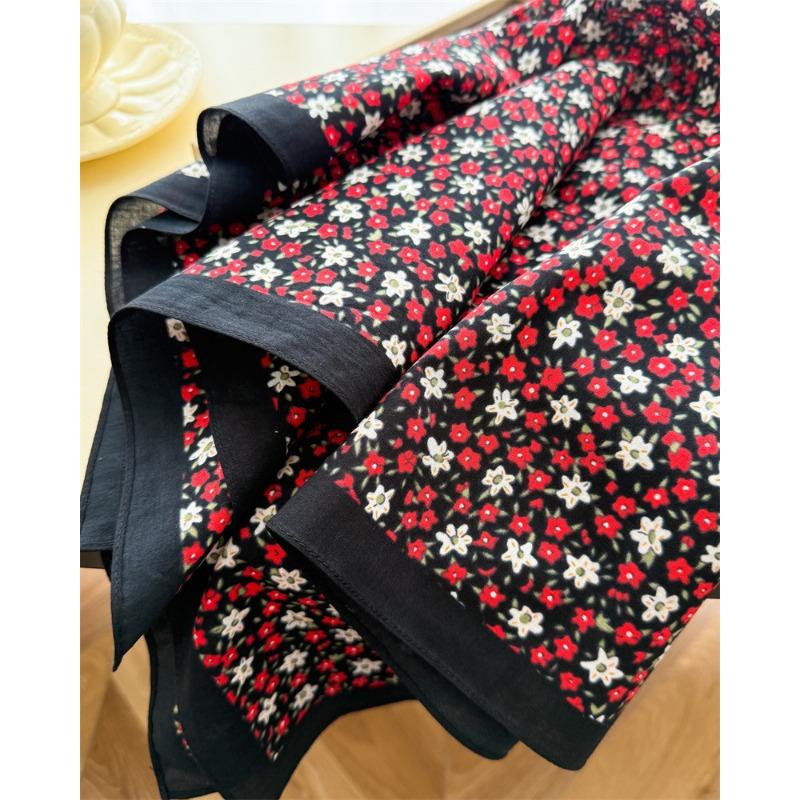 Women S Floral Printed Small Square Scarf For Travel Photo Sun Protection Decoration