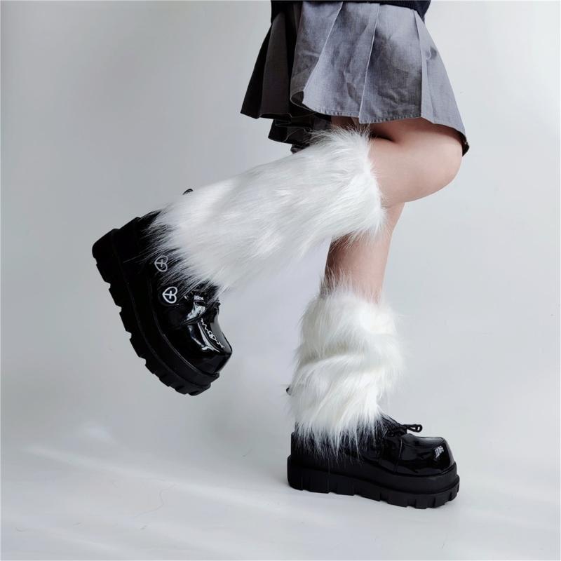 Verdickte Plüsch Socken ohne Füße Anti-Rutsch Design Beinstulpen Herbst Winter Thermisch Pelzig Stiefelüberzieher für Damen Streetwear