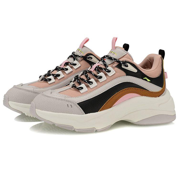 Li Ning Aurora WindWalker Cushioning, Wear Resistant Low top Athletic Shoes Women's Black Gray Brown AGCP298-3