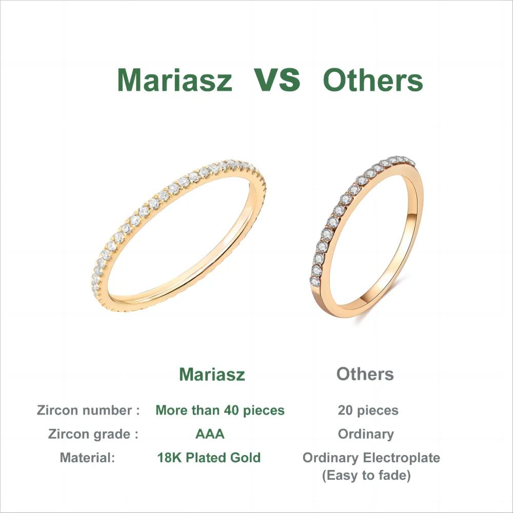 1/3PCS Thin Dainty Stackable Ring Mariasz Minimalist Full Eternity Band Cubic Zirconia Gold Plated Pave Rings for Women