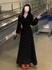 Elegant Floral Long Sleeve Plus Size Dress with Tie-Up Waist