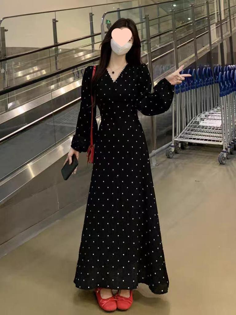 Elegant Floral Long Sleeve Plus Size Dress with Tie-Up Waist