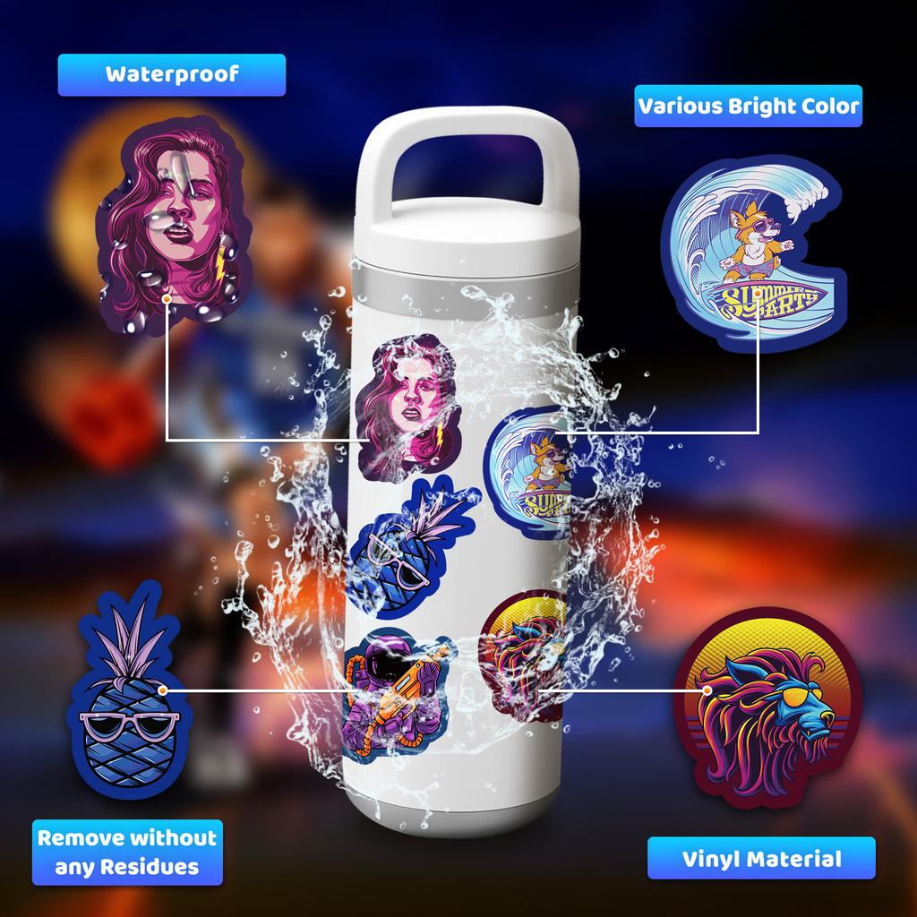 50 Night Neon Stickers Personalized Cartoon Notebook Skateboard Fluorescent Christmas Neon Stickers