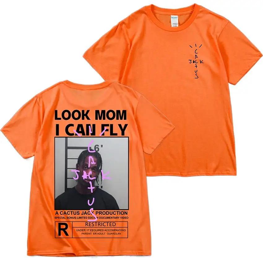 HOT SALE Cactus Jack T-shirt High Quality Cotton UnisexLOOK MOM I CAN FLY Tee ASTROWORLD Hip Hop Short Sleeve Tshirts Tops