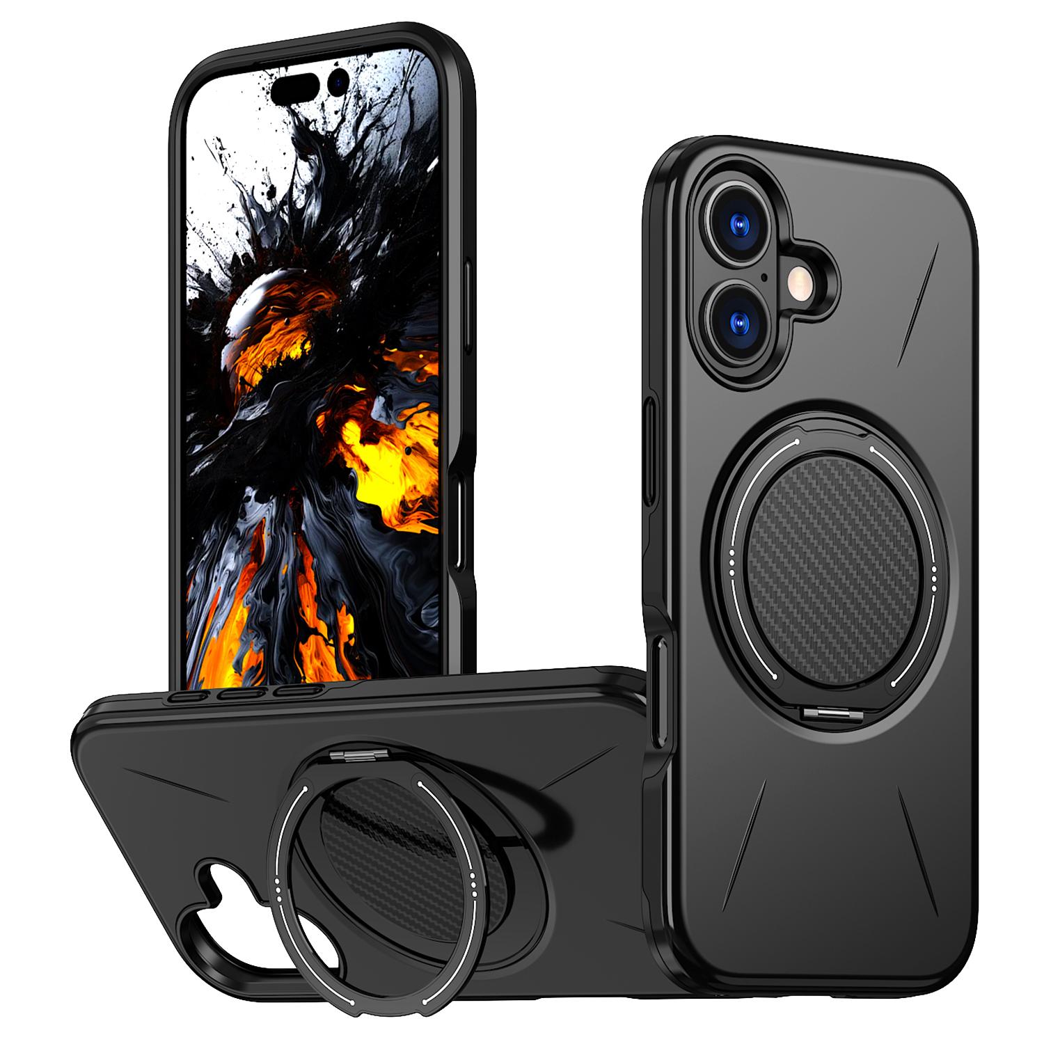 For iPhone 17 Magnetic Case Rotating Kickstand TPU + PC Phone Cover D