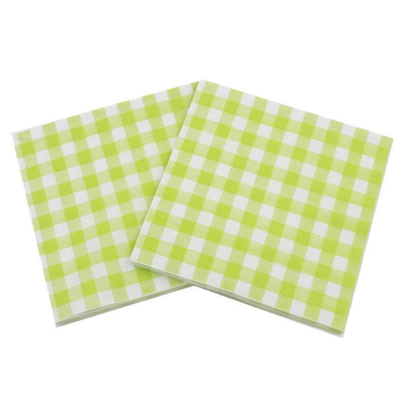 20Pcs/Pack 33x33cm Disposable Plaid Printed Table Dinner Tissue Napkins Paper Tableware For Event Party Decoration
