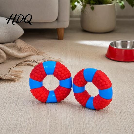 Latex Chew Toys Lifebuoy Ring Dog Toy Squeaky Teeth Durable Interactive Cleaning Toy for Aggressive Chewers Pet Training Gifts Birthday