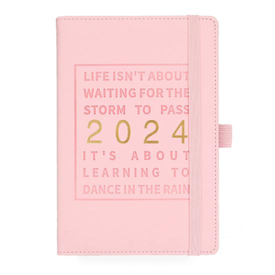 Faux Leather Cover 2024 Planner Notebook 12 Monthly Weekly Agenda Notebook with Elastic Closure Pen Loop Series