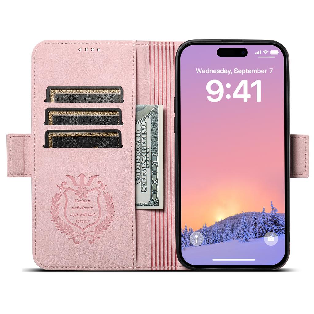 Magnetische Leder Kartensteckplatz Geldbörse Kabelloses Ladecase Für iPhone 16 15 Pro Max 14 Plus 13 12 Flip Book Für Magsafe Hülle