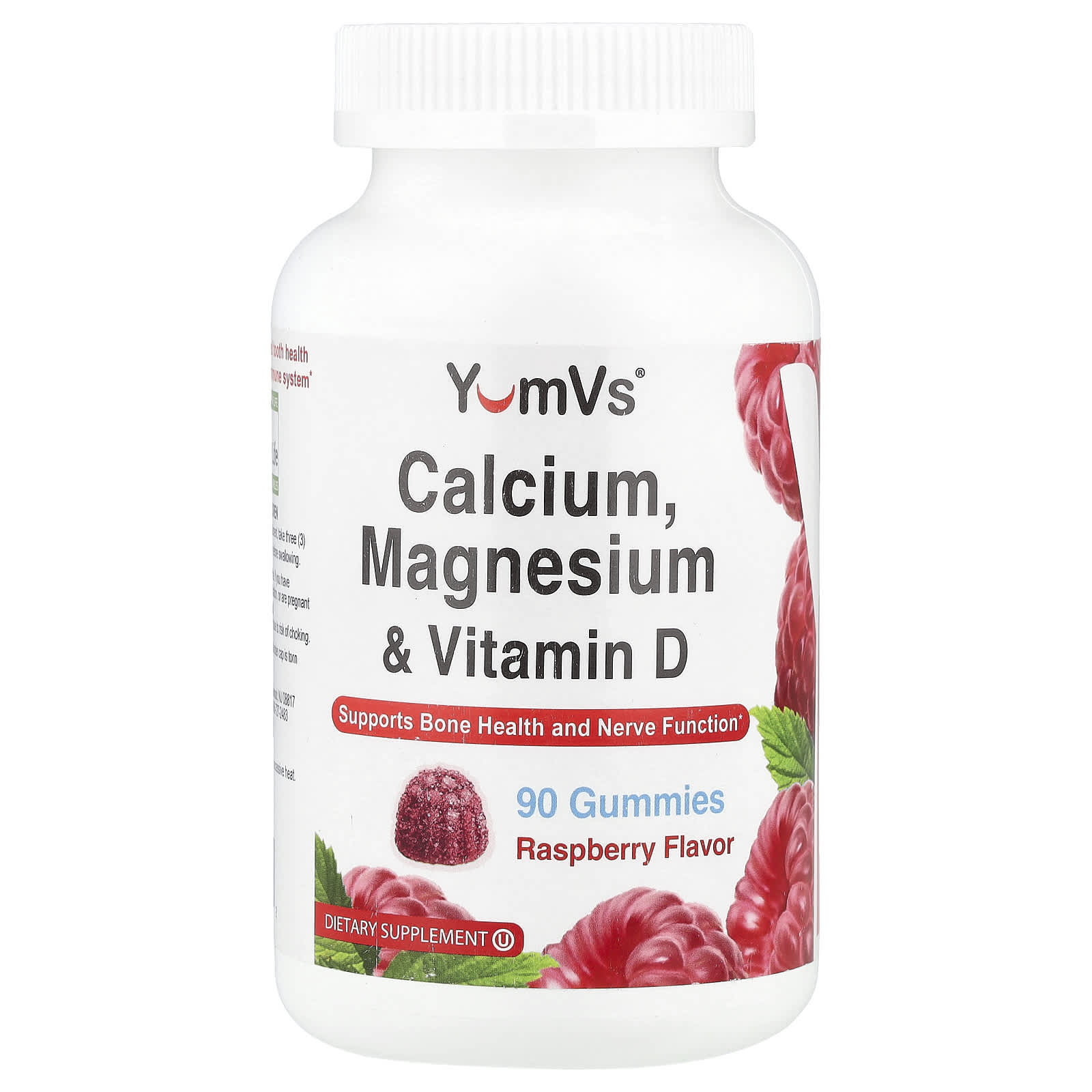 

Calcium, Magnesium and Vitamin D Gummies, Raspberry Flavor, 90 Gummies