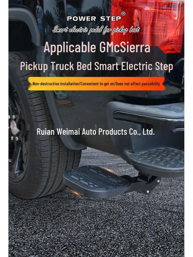 Electric Retractable Foot Pedal and Side Step for 14-23 GMC Sierra Tailgate