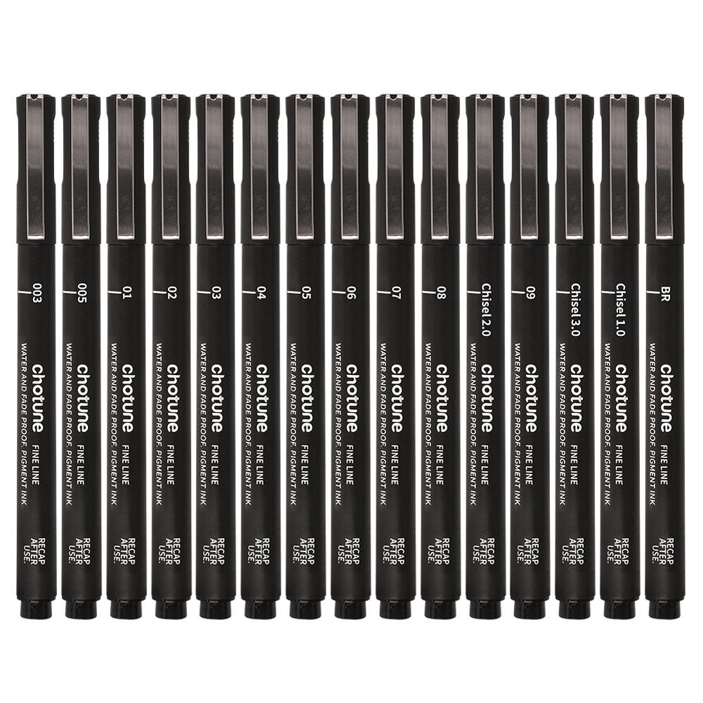 3-15PCS/Set Black Fine Point Pen Waterproof Ink Line Drawing Pen for Artist Illustration Sketching Anime Manga Technical Drawing