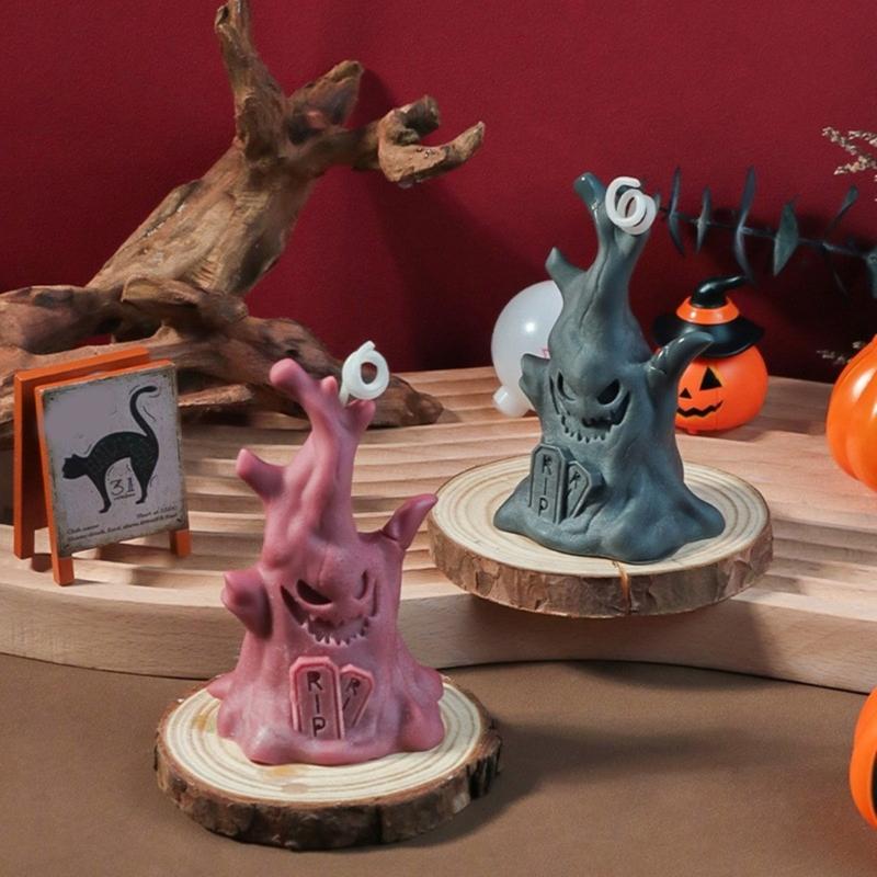 Creative Halloween Silicone Candle Mold Halloween Themed Silicone Candle Mold for DIY Scented Specter Stump Shape Candle