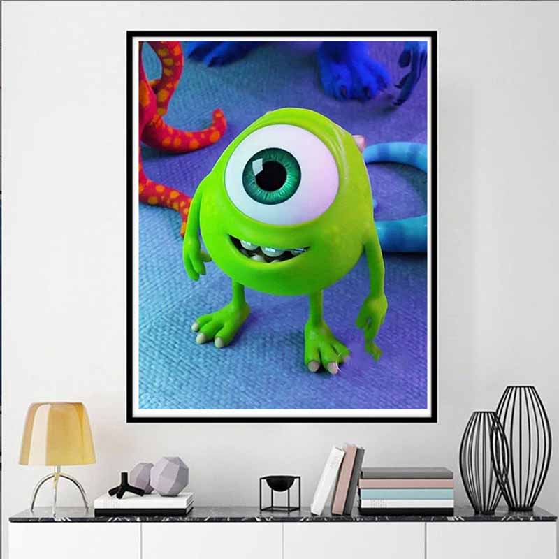 Disney Diamond Painting Mike Wazowski Figurine, Cartoon 5D Diamond Cross Stitch Mosaic Home Decor Gift