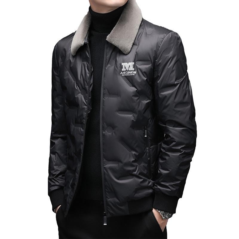 Buy Winter new men's short glossy down jacket trendy youth white duck