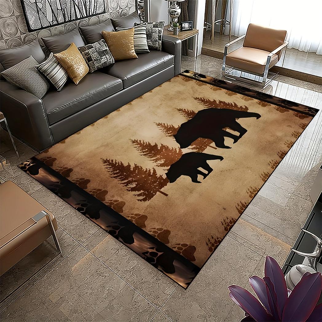 

1pc Brown Bear Pattern Area Rug Stain Resistant Indoor Outdoor Entrance Door Non-Slip Soft Comfortable Living Bedroom Floor Mat 40x60cm