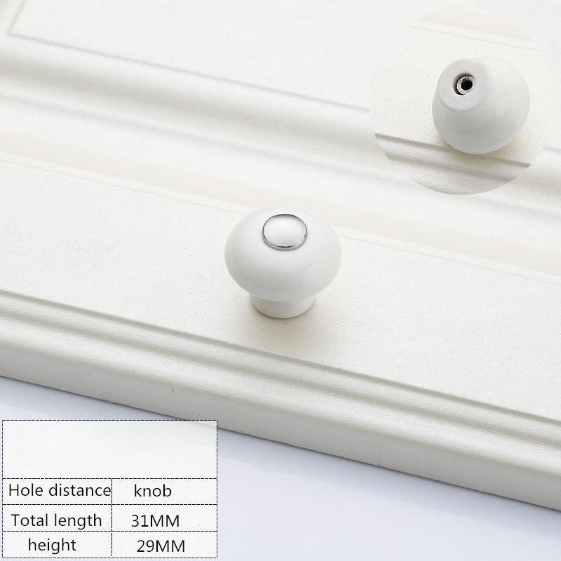 Ручка ящика двери кухонного шкафа, керамическая ручка из цинкового сплава, мебельная ручка, белая керамическая дверная ручка 1PCA-knob