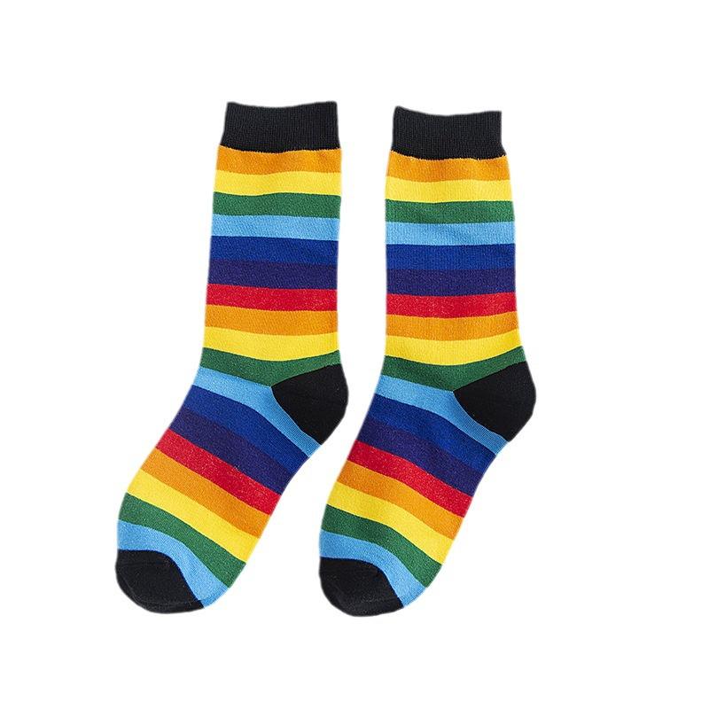 Women's Rainbow Striped Tube Socks: Korean Style, HyunA Inspired, Trendy & Colorful