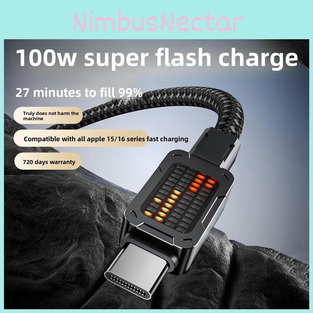 Apple Lightning And Typec Fast Charging Data Cable With Rgb Breathing Light For Tablets And Smartphones