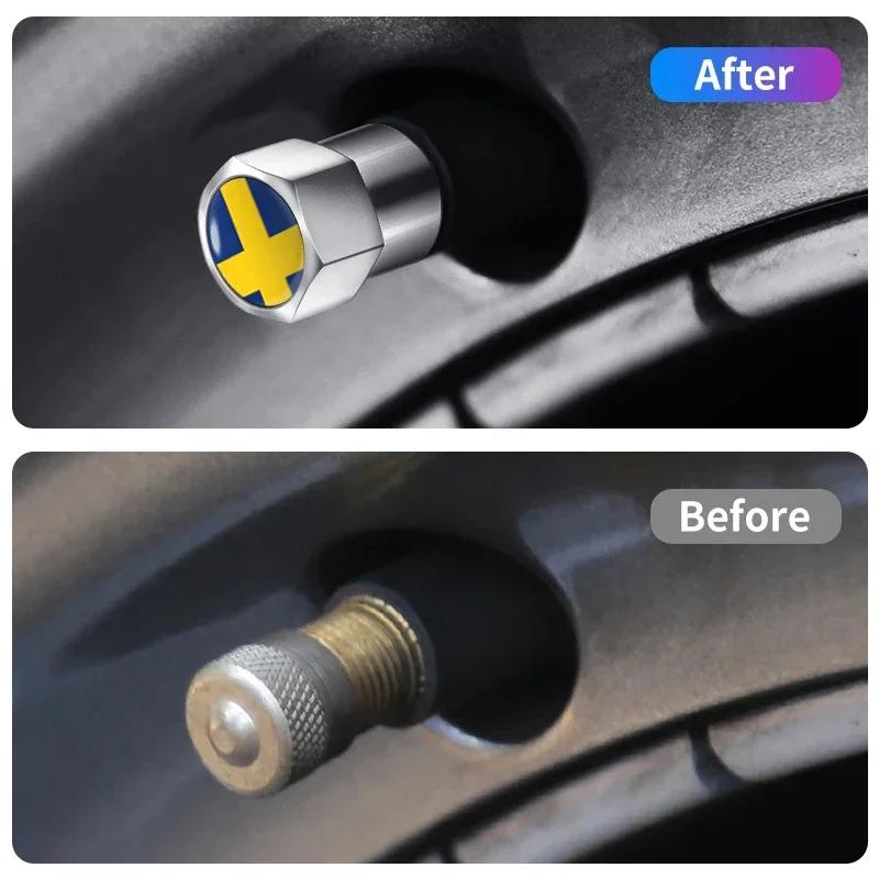 4 Stück Metall Schweden Logo Auto Rad Reifen Ventilschaftkappen Abdeckung Für Volvo XC60 XC90 XC40 S90 V40 V60 S60 S80 R DESIGN Zubehör