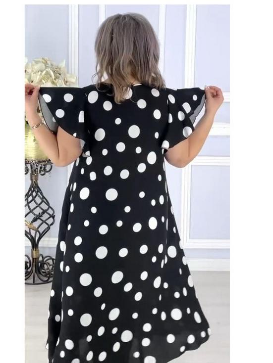 2025 European & American Plus Size Women's Polka Dot Summer Dress
