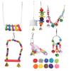 17 Packs Bird Toys Sepak Takraw Hanging Chain Swing Bell String Set for Small and Medium Parrots