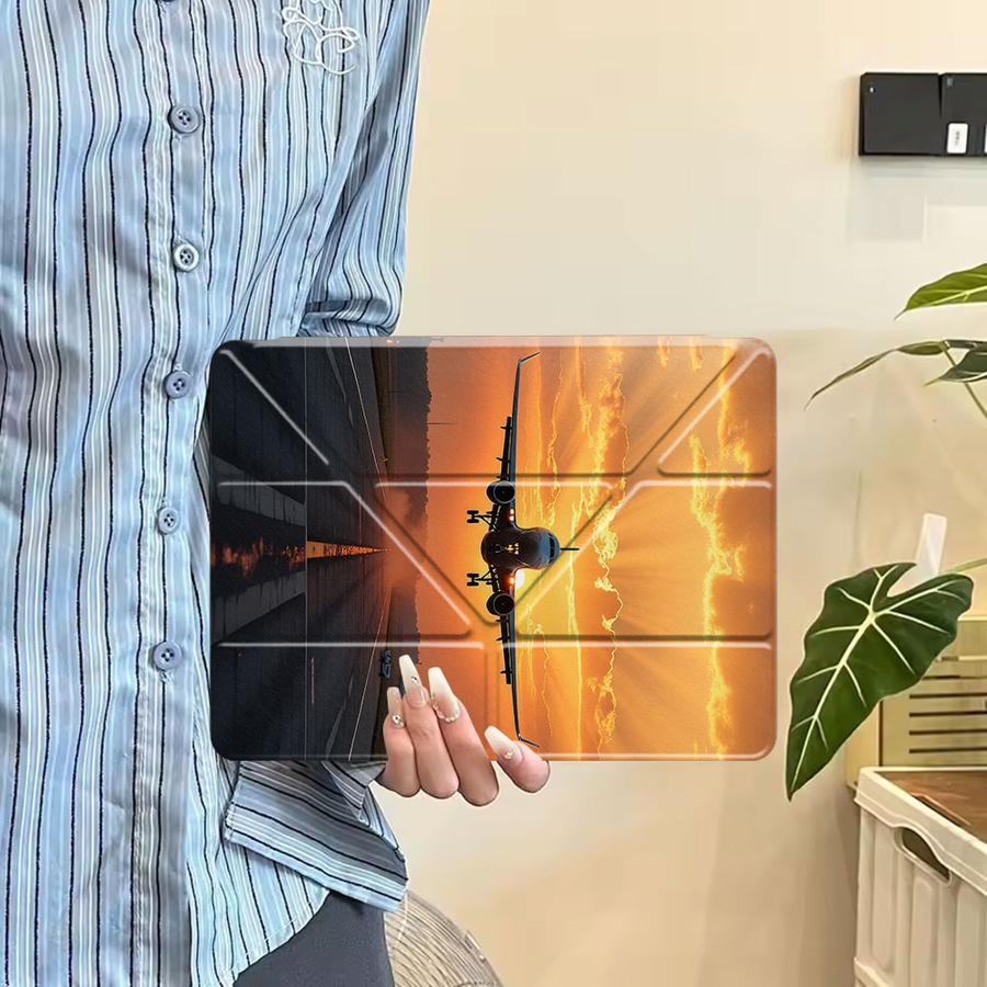 Airplane Flame Light Landing Tablet Case For iPad Air 4 5 M3 M2 1 2 M4 11inch Pro 11th 10th 9th 8th 7th 12.9inch Pro 2025 Mini 6