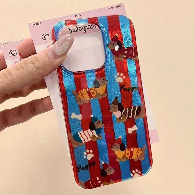 Cute Cartoon Corgi Striped Phone Case for iPhone 17 Pro Max 11 12 13 14 15 16 Pro 17 Air XS XR X 7 8 Plus SE2 16e Silicone Cover