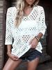 2026 New Women's Hollowed-Out Solid Color Top - Trendy European & American Casual Sweater
