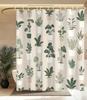 Potted Plants Pattern Shower Curtain 160x180cm Botanical Theme Bathroom Decor Nature Inspired
