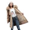 Women's Fleece Lined Parka Thicken Fuzzy Faux Fur Hooded Down Jacket with Pockets Winter Warm Drawstring Sherpa Coat